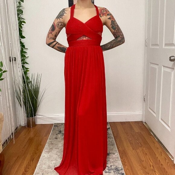Betsy & Adam Sleeveless Cutout Maxi Dress Size 0 Red - Picture 2 of 6